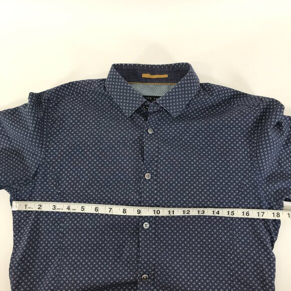 Ted Baker London Short Sleeve Button Down Shirt Men's Small Blue Geometric - Picture 6 of 12